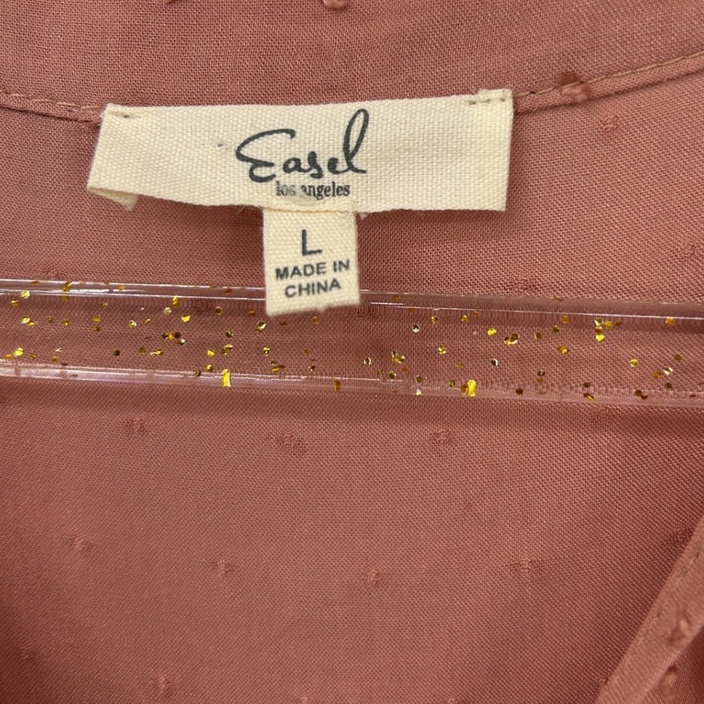 easel Dusty Rose Swiss Dot Tiered Midi Dress - Picture 4 of 6